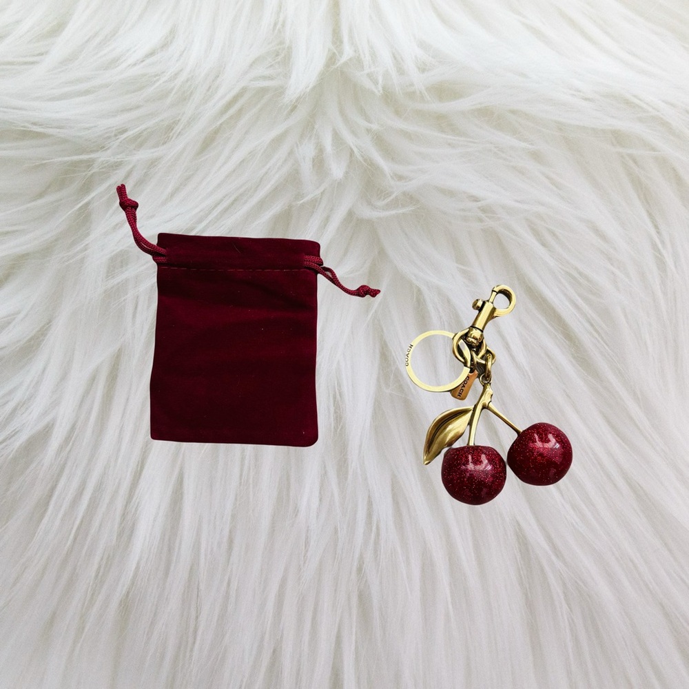 TODAY ONLY! 🍒BRAND NEW! LAST ONE! GOLD BRASS COACH CHERRY KEYCHAIN🍒